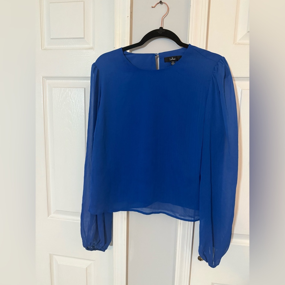Lulu's Royal Blue Long Sleeve Blouse